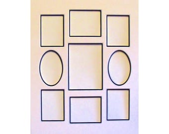 Picture Frame Double Mat: 11x14 with 2 Ovals and 7 Rectangular Openings, Largest Opening Fits 5x7 Photo or Art
