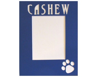 Picture Frame Mat for Your Dog, Cat or Pet: Choice of Letters and Cut Art, Custom Size