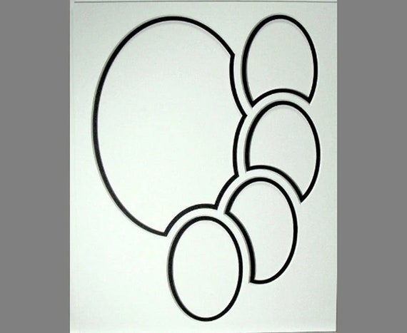 Picture Frame Mat with Five 5 Ovals:  Two Layer Matting for 11 x 14 Inch Frame, Conservation Quality