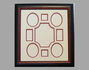 Picture Frame With 9 Multiple Opening Collage Mat Ovals and Decorative Center 11 1/2 x 12 1/2 Inches Largest Opening Fits 4x6 Inch Photo