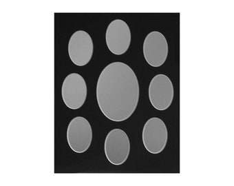 Picture Frame Matting 9 Oval Openings In a Multi Opening Collage Mat Fits 11 x 14 Inch Frame Fits One 3.5x5 and Eight 2x3 Inch Photos or Art