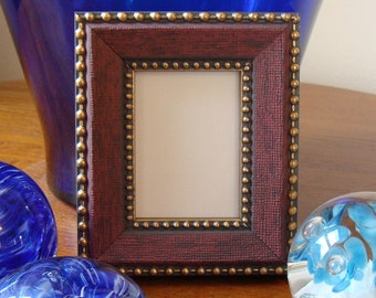 Whimsical Picture Frame Art Cards ACEOs Trading Cards Prints Photos 2.5 x 3.5  Museum Glass Mauve and Gold Finish Bead Trim on Wood