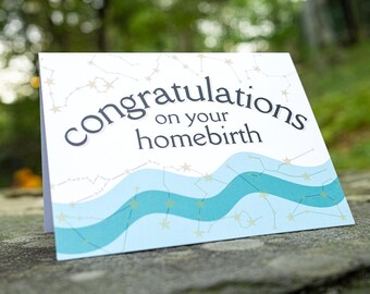 Homebirth Congratulations Card: Zodiac Constellation Design