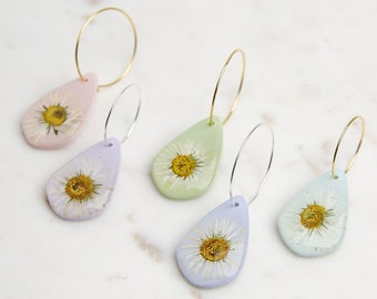 Daisy Teardrop Hoops | Real Flowers from the Pacific Northwest