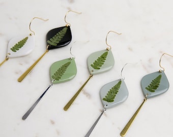 Fern Diamond Dangles | Real Ferns from the Pacific Northwest