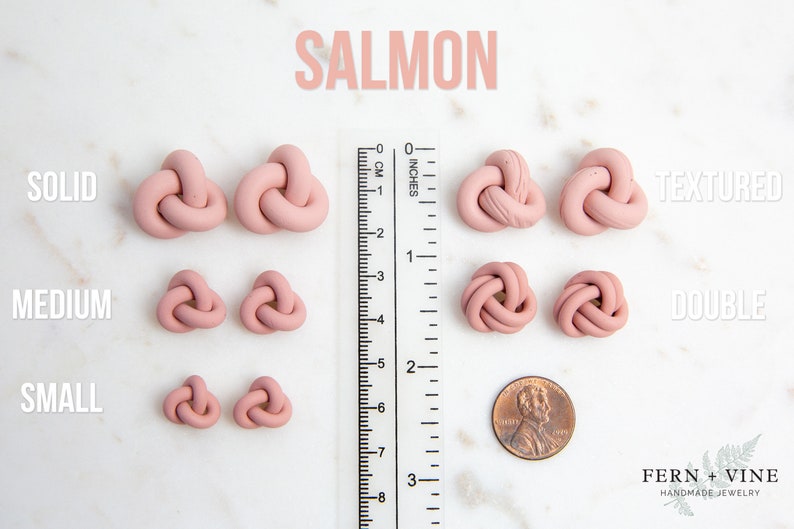 KNOT STUDS: Pink and Coral image 3