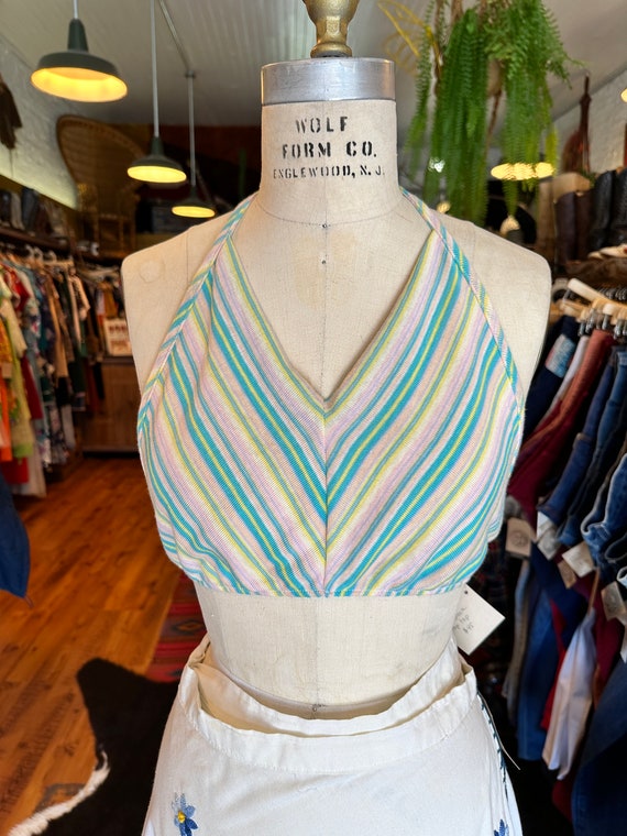 1970s Deadstock Halter Crop Top - Medium or Large