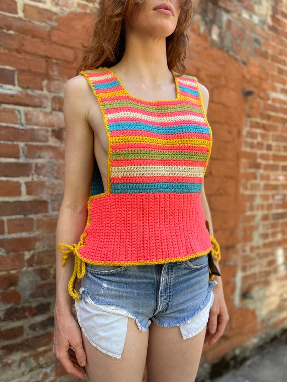 1960s - 70s Knit Color Block Top