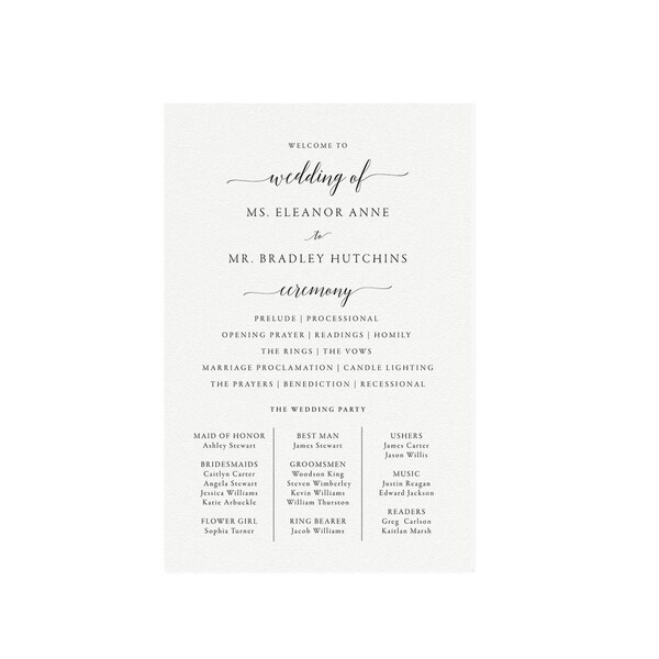 Wedding Program Template Etsy