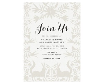 Mexican Otomi Wedding Invitation Template: Destination Wedding (PDF Download)