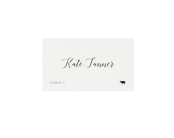 Calligraphy Escort Card Template: Meal Icons, Flat or Tented (Digital Download)