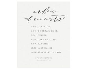 Chalkboard Order Of Events Editable Wedding Sign Rustic Etsy