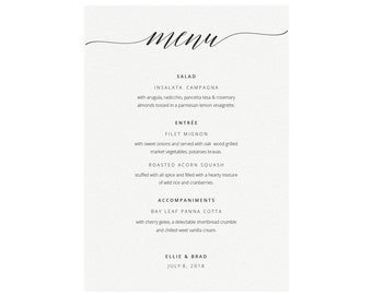 rehearsal menu etsy