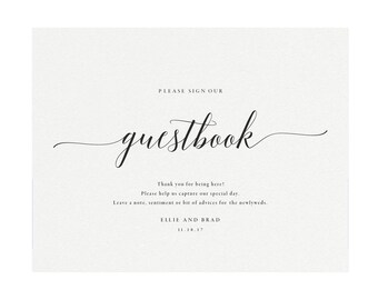 reese 5x7 8x10 guest book sign template in slate gray sign etsy