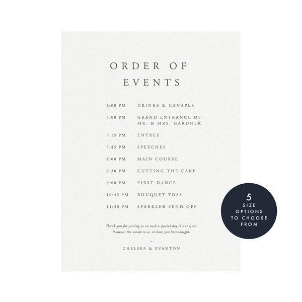 Order of Events - Etsy