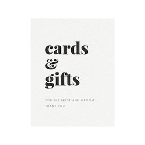 Fairfax: 5x7, 8x10 Printable Cards & Gifts Sign, Modern Wedding, Printable Wedding Sign, Minimalist Reception Sign, PDF Instant Download