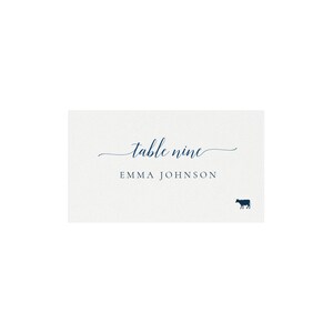 Adel: Printable Escort Cards with Meal Icons Template in Navy Blue, 3.5x2, 1-20 Tables and Head Table AVERY 5302 Entree PDF Instant Download