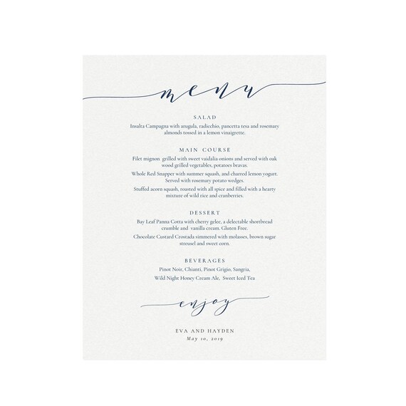 Melia Buffet Dinner Menu Poster Template 16x20 Printable Sign Etsy