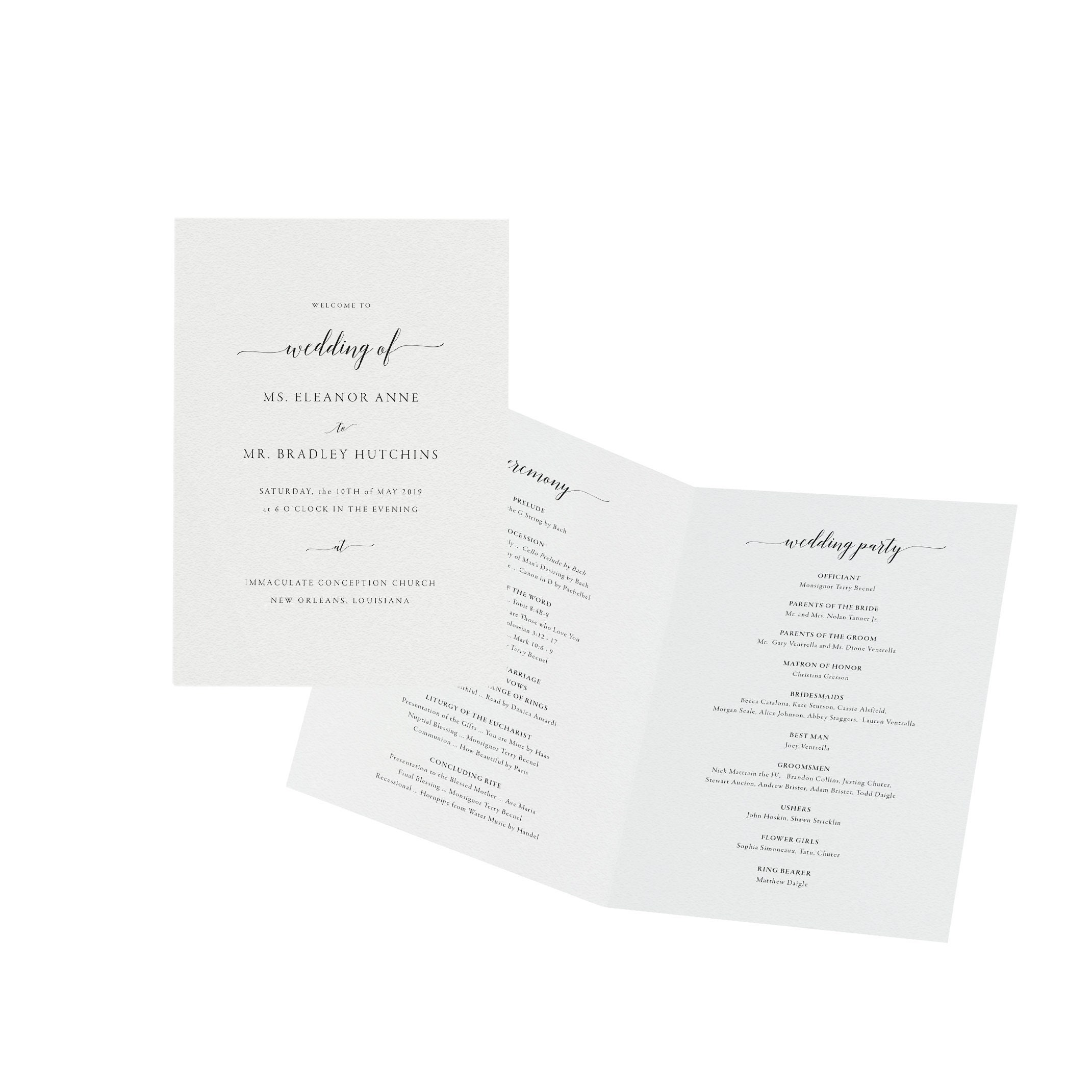 Adel: Folded Booklet Wedding Program Template in Black Letter - Etsy