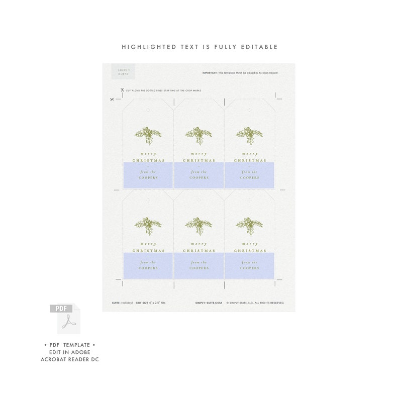 Printable Holly Gift Tag Template Classic Christmas Editable - Etsy
