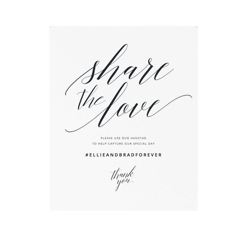 Printable Wedding Sign Template Share the Love Social Media - Etsy