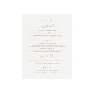 Melia: Bar Menu Sign Printable Template, 8x10 Gold, Calligraphy Wedding Sign, Cocktails Menu Sign, Reception Sign, PDF Instant Download