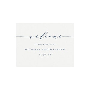 Melia: Navy Blue Welcome Sign Printable Template 18x24 Calligraphy Printable Wedding Sign Reception Sign Editable Templett Instant Download