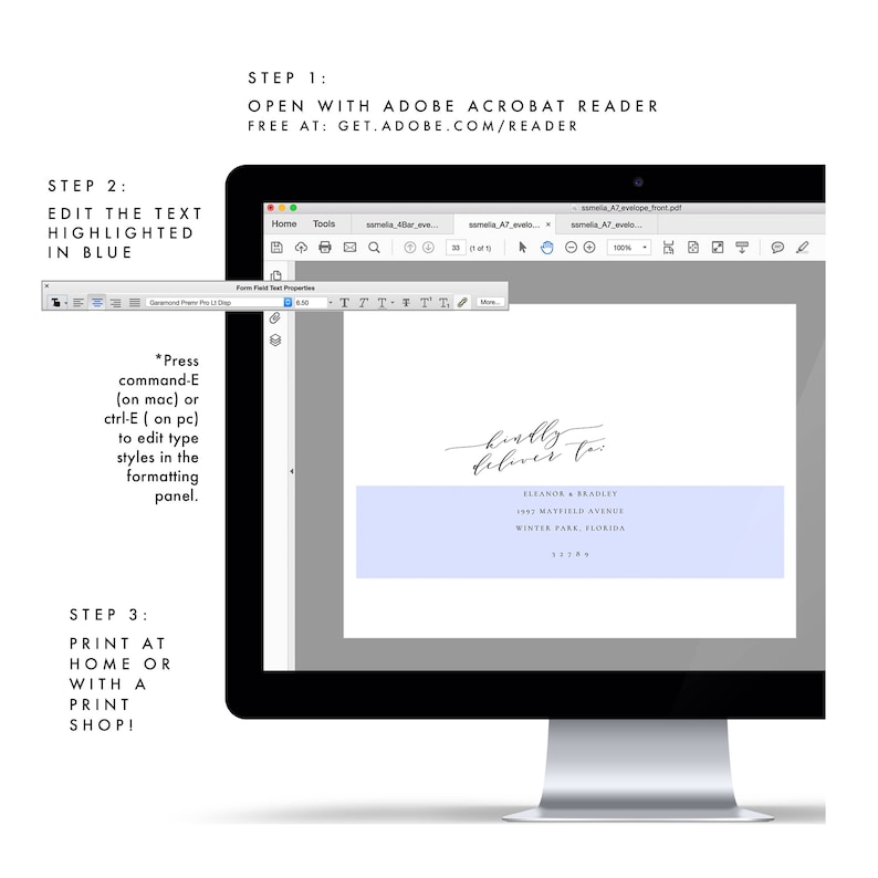 Melia: A7 Printable Wedding Invitation Envelope Template A7 | Etsy