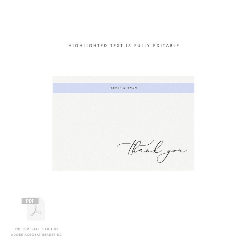 Reese: Printable Thank You Card Template 4x6 Calligraphy - Etsy