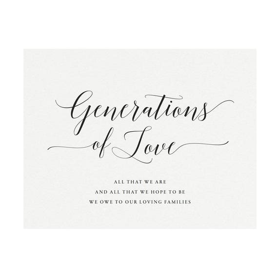 5x7 /& 8x10 non-editable GENERATIONS OF LOVE signs | pdf and jpg digital download high resolution