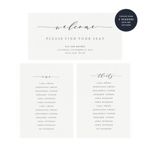 Melia: Hangable Seating Chart Template 5x7 4x6 Tables 1-30 Black, Printable Hanging Seating Table Assignments, Editable PDF Instant Download