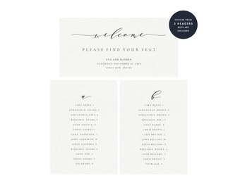 Alphabetical Seating Chart Template: Melia Suite, Printable PDF