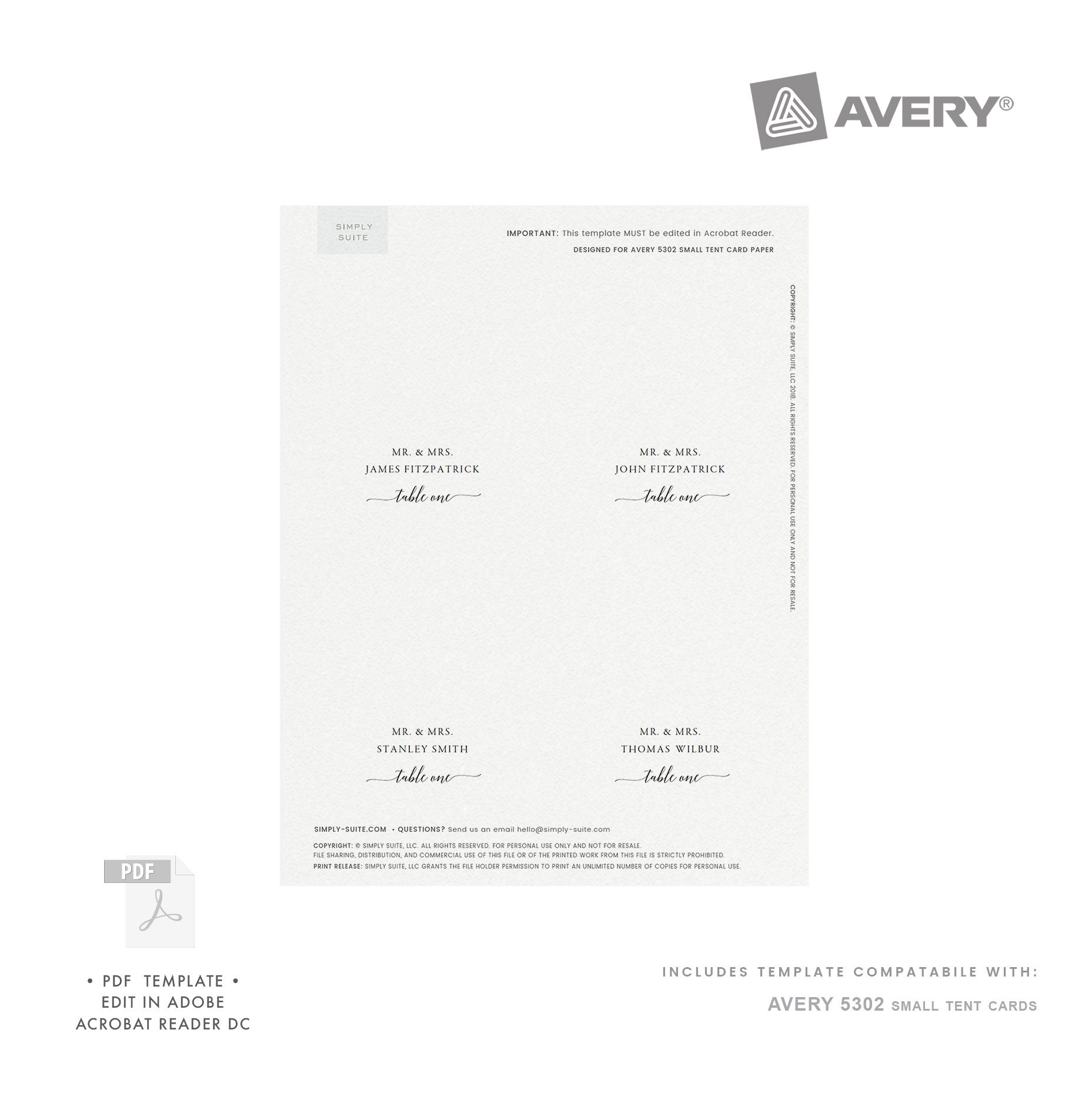 Adel AVERY 5302 Small Tent Cards Folded Escort Card Etsy Sweden