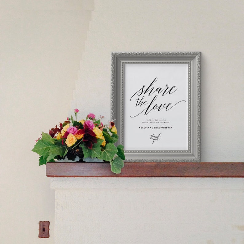 Printable Wedding Sign Template Share the Love Social Media - Etsy