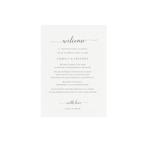 Adel: 5x7 welkomsttas kaartsjabloon, bruiloft welkomstcadeau tas, bestemming bruiloft welkom, kalligrafie welkomsttag, PDF Instant Download