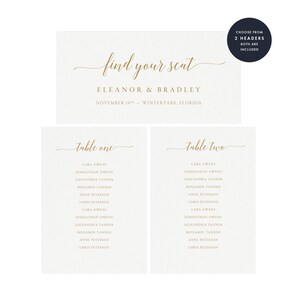 Adel: 5x7 Seating Chart Template, Tables 1-20 Gold, Printable Hanging, Hangable Seating Table Assignments, Editable PDF Instant Download