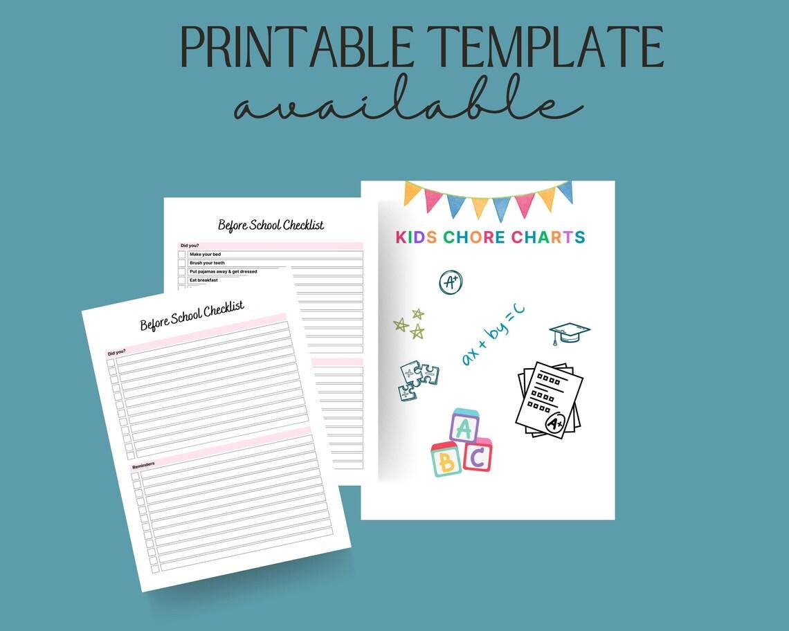 Kids Chore Chart Planner - Customizable Chore Chart, Daily and Weekly ...