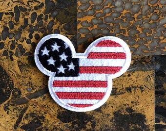1 American Flag Minnie Mouse Iron On Sew On Embroidered Patch 2.5 L x 2.5 W 4th of July SAME Day SHIPPING Before 12pm EST Free Shipping