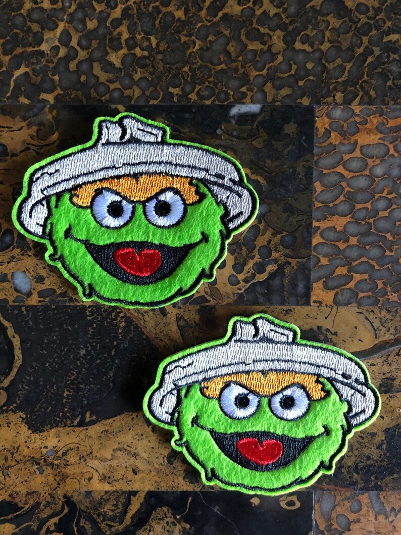 2 Oscar The Grouch Sesame Street Embroidered Iron On Sew On Etsy