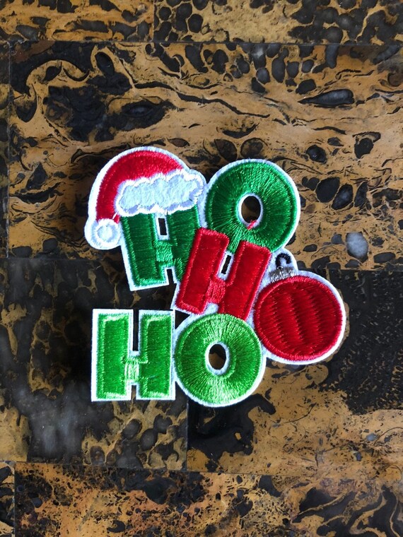 HOHOHO Santa Patch Hat Christmas Embroidered Iron On Applique 2.75/" X 2.50/"