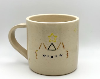 Party Kaomoji Brown Cat Handmade Unique Mug