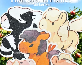 Horse and Pony Glitter Stickers: Waterproof Equestrian Decals
