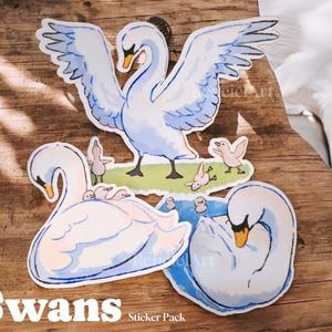 Stickerpakket zwaan: Cygnet mooie chill vibes vogel set gevogelte | Leuke stickers voor laptops Waterflessen | Waterdichte decoratiecadeaus