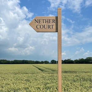 Personalised Oak House Sign, Custom Engraved Outdoor Wooden Pointer Name Plaqueost entrance sign