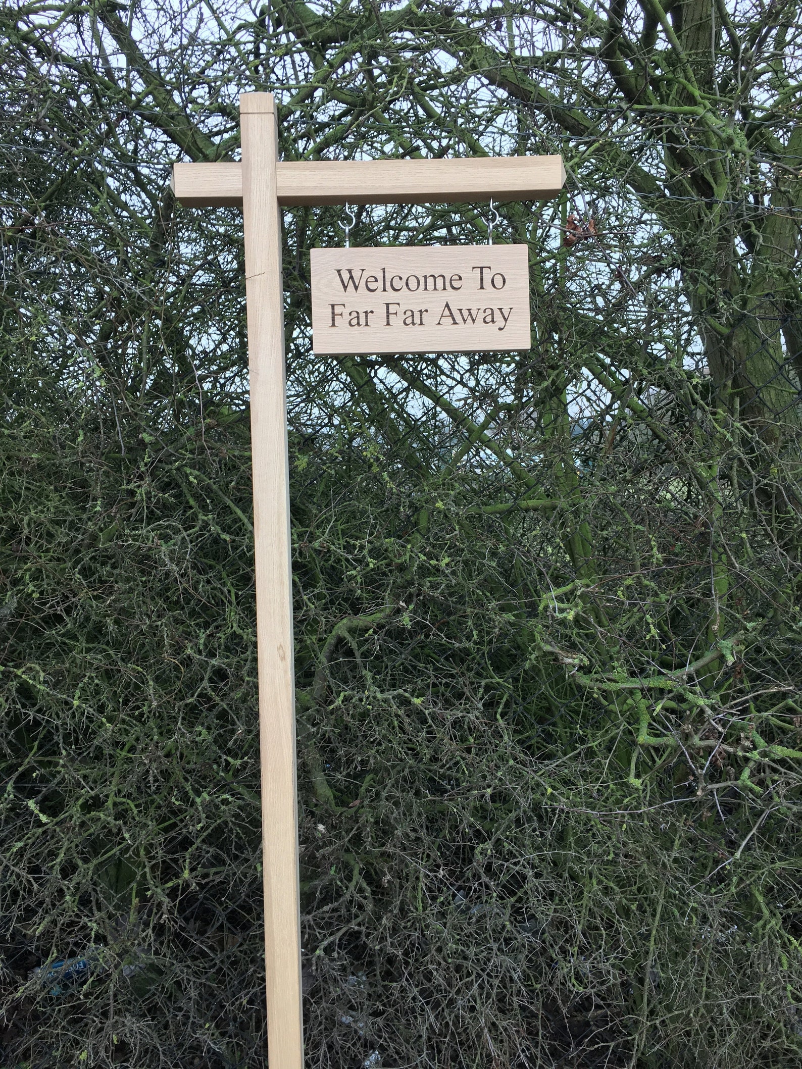 Double Sided Custom Engraved Oak Sign and Hardwood Post, Personalised ...