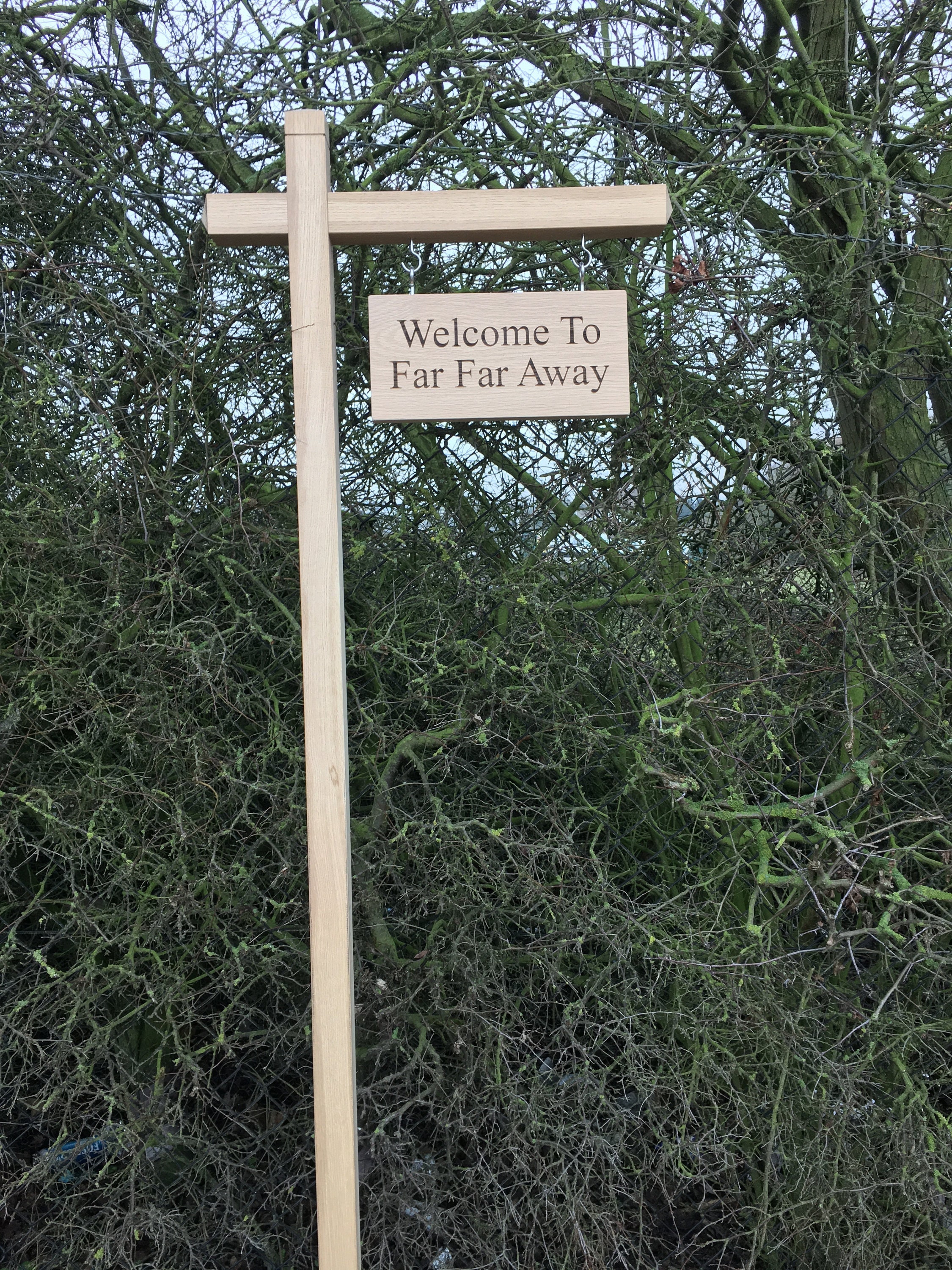 Oak Sign Frame Double Sided Custom Engraved Oak Sign and Hardwood Post, Personalised ...