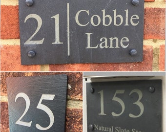 Rustic Natural Slate House Gate Sign Plaque Door Number Personalised Name Plate