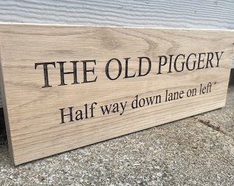 Personalised Oak House Number Sign, House Name Sign, Cottage Name Sign, Engraved, Carved, Custom Engraved, Wooden Plaque