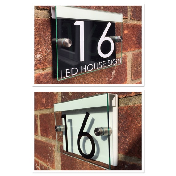 Modern House Sign Plaque Door Number Street Glass Acrylic Etsy