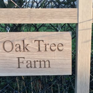 OAK hanging sign personalised solid oak swing sign custom size hanging oak sign solid oak custom engraved hanging plaque